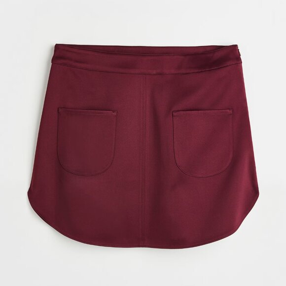 NWT H&M Burgundy Satin Pocket Skirt - Picture 1 of 16